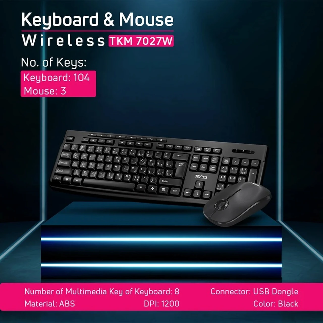 کیبورد و ماوس بی سیم TSCO مدل TKM 7027W - مشکی